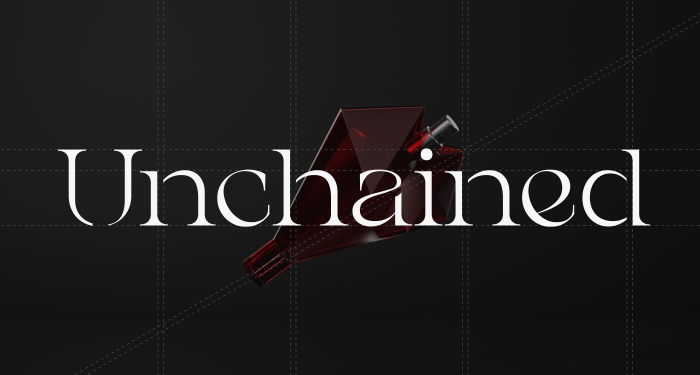 Logo finalizado con las guías y el perfume 3D rojo